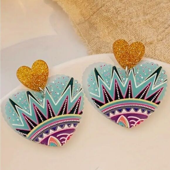 BOHOHEMIN HEART fun whimsical kawaii fun whimsical novelty earr… - Picture 1 of 6